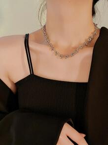 Men Minimalist Chain Necklace - Silver - View 3