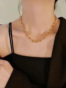 Minimalist Chain Necklace - Yellow Gold - View 2