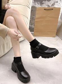 2023 新款女用瑪莉珍風格厚底鞋，法式高跟鞋