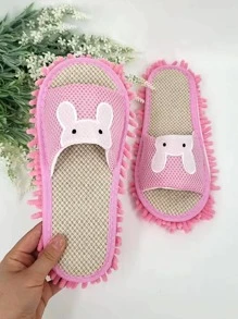 Mujer Chanclas de casa con patrón de dibujos animados limpieza moda interior - Rosa - Ver 4