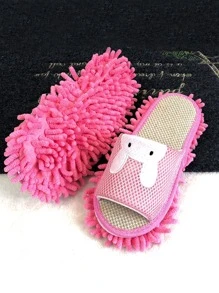 Mujer Chanclas de casa con patrón de dibujos animados limpieza moda interior - Rosa - Ver 1