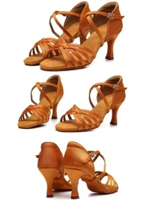 Nữ Bện Chi Tiết Dây Đeo Mắt Cá Chân Giày Sandal Gót Điêu Khắc, Giày Sandal Mùa Hè Màu Nâu Quyến Rũ Cho Sàn Nhảy - màu nâu - Xem 5