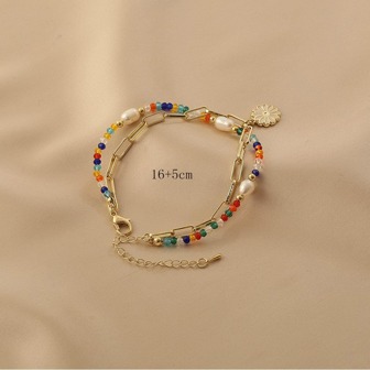 Flower Charm Layered Bracelet Valentines,Mom,Mother,Mother's Day,Gift