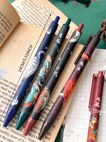 Bộ 6 Bút Gel Đồ Họa Hoạt Hình, Bút Bi Lăn Gel Đa Năng Sáng Tạo Cho Văn Phòng, Trường Học - Nhiều màu - Xem 4