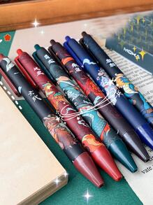 Bộ 6 Bút Gel Đồ Họa Hoạt Hình, Bút Bi Lăn Gel Đa Năng Sáng Tạo Cho Văn Phòng, Trường Học - Nhiều màu - Xem 2