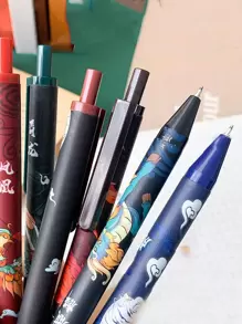 Bộ 6 Bút Gel Đồ Họa Hoạt Hình, Bút Bi Lăn Gel Đa Năng Sáng Tạo Cho Văn Phòng, Trường Học - Nhiều màu - Xem 1