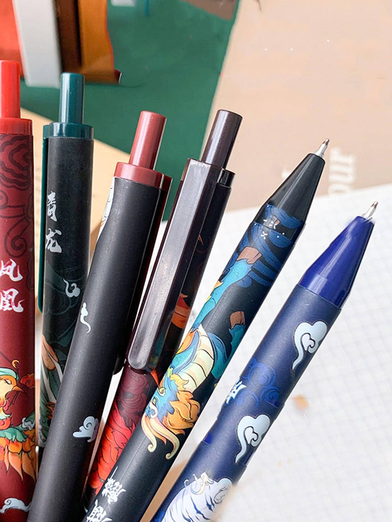 Bộ 6 Bút Gel Đồ Họa Hoạt Hình, Bút Bi Lăn Gel Đa Năng Sáng Tạo Cho Văn Phòng, Trường Học - Nhiều màu - Xem 1