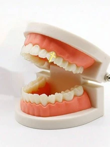 Cross Design Dental Brace Jewelry - Yellow Gold - View 1