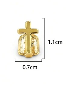 Cross Design Dental Brace Jewelry - Yellow Gold - View 2