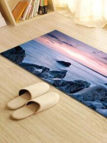 1入組大海圖案現代滌綸防滑地毯適用於客廳和臥室 - 彩色 - 查看 2