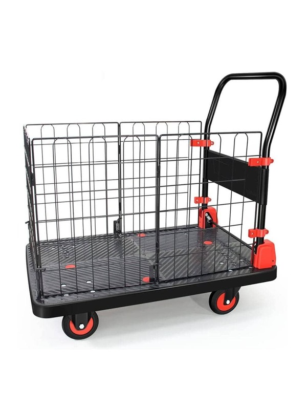 Foldable Platform Push Hand Truck Cart, Basket Cage Cart, 660 lbs