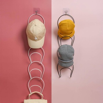 5pcs/Set White/Black Hat Organizer Storage Rack Wall Mounted Cap Holder Closet Hanger For Scarf, Bag, Baseball Cap, Hat, Bedroom, Door, Clothes Cabinet Hangers