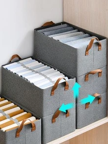 1pc Felt Storage Basket With Handle - Grey - View 4