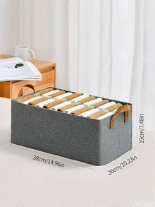 1pc Felt Storage Basket With Handle - Grey - View 5