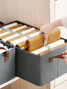 1pc Felt Storage Basket With Handle - Grey - View 2