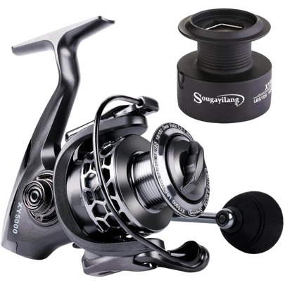 SOUGAYILANG Fishing Reel 13+1BB 5.5:1 Light Weight Ultra Aluminum Spinning Fishing Reel With Free Spare Graphite Spool