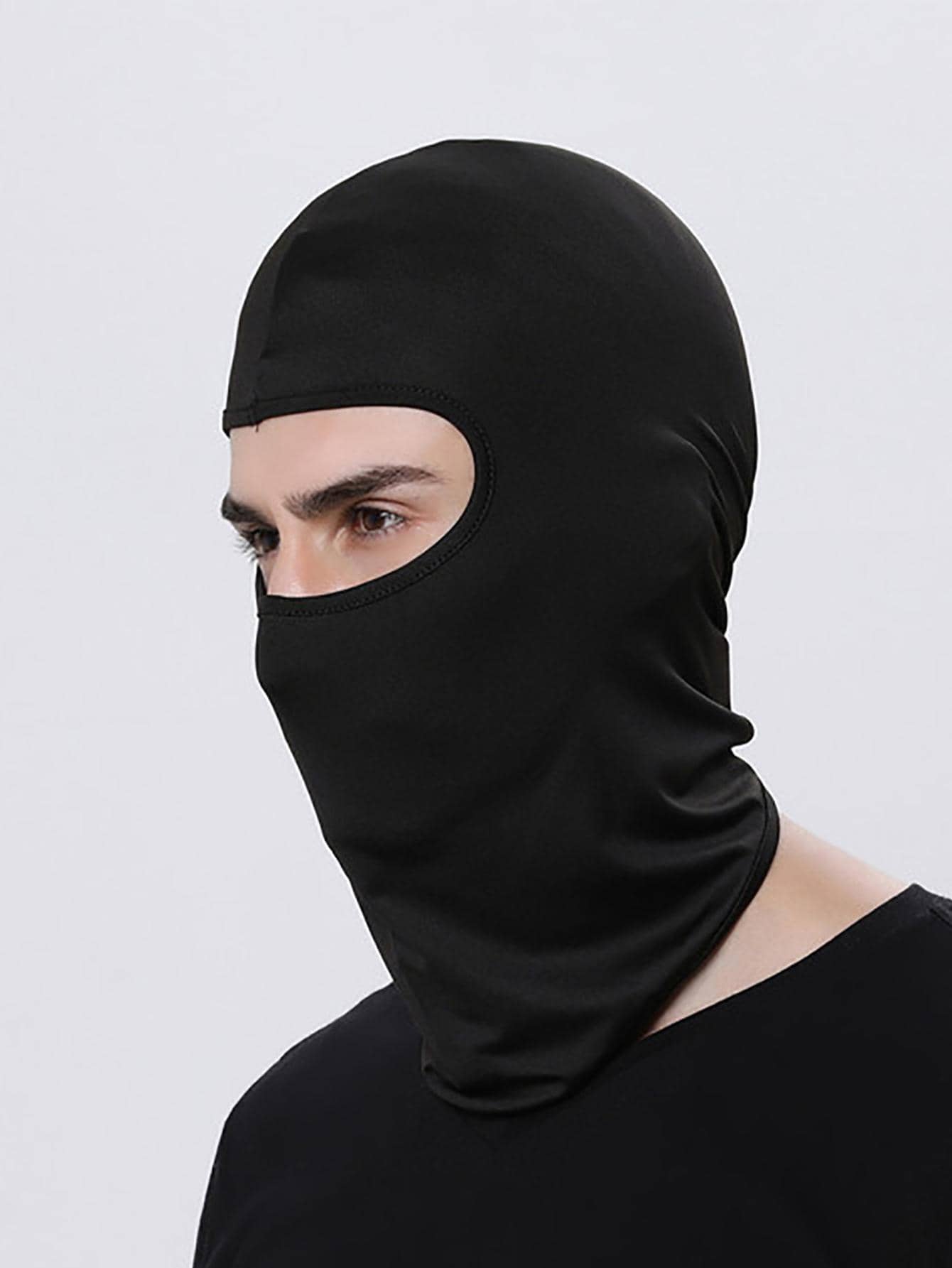 Solid Balaclava Cap - Black - View 1