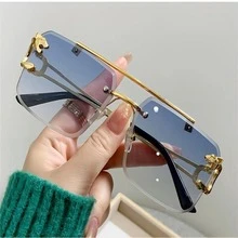 1 pieza Gafas sin montura cuadradas de moda unisex para decoración - Celeste - Ver 2