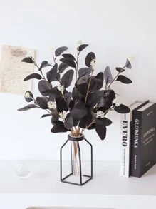 1 件人造桉树茎黑色人造花银元桉树叶植物桉树枝绿植用于花卉婚礼花束花瓶家居办公室装饰插花、情人节、礼物 - 黑色 - 查看 3