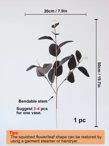 1 件人造桉树茎黑色人造花银元桉树叶植物桉树枝绿植用于花卉婚礼花束花瓶家居办公室装饰插花、情人节、礼物 - 黑色 - 查看 2