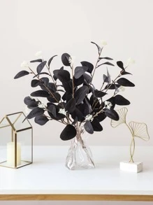 1 件人造桉树茎黑色人造花银元桉树叶植物桉树枝绿植用于花卉婚礼花束花瓶家居办公室装饰插花、情人节、礼物 - 黑色 - 查看 5