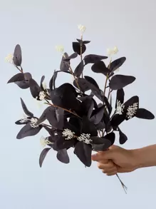 1 件人造桉树茎黑色人造花银元桉树叶植物桉树枝绿植用于花卉婚礼花束花瓶家居办公室装饰插花、情人节、礼物 - 黑色 - 查看 4