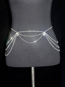 派对水钻装饰多层链条腰带背带万圣节夏季、学校秋季、秋季、万圣节 - 銀色 - 查看 1