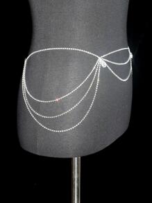 派对水钻装饰多层链条腰带背带万圣节夏季、学校秋季、秋季、万圣节 - 銀色 - 查看 2