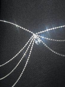 派对水钻装饰多层链条腰带背带万圣节夏季、学校秋季、秋季、万圣节 - 銀色 - 查看 4