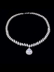 Rhinestone Decor Jewelry Set - Silver - View 4