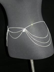 派对水钻装饰多层链条腰带背带万圣节夏季、学校秋季、秋季、万圣节 - 銀色 - 查看 5