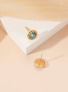 綠松石裝飾耳釘 - 彩色 - 查看 3