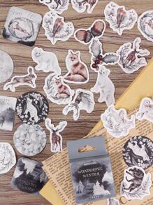 MO.CARD 46 miếng dán các loại in hình động vật, nhãn dán đa năng cổ điển cho đồ thủ công tự làm, tài khoản cầm tay - Nhiều màu - Xem 1