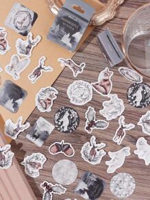 MO.CARD 46 miếng dán các loại in hình động vật, nhãn dán đa năng cổ điển cho đồ thủ công tự làm, tài khoản cầm tay - Nhiều màu - Xem 2