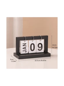1入組木頭裝飾用品創意字母和數字圖案裝飾日曆裝飾 - 黑色 - 查看 2