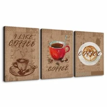 3 Panels Coffee Wall Art Kitchen Home Decor Canvas Print Coffee Cup Pictures Modern Artwork Framed Vintage Still Life Painting Wall Decor for Coffee Shop Dining Room - Tác phẩm nghệ thuật-01 - Xem 5