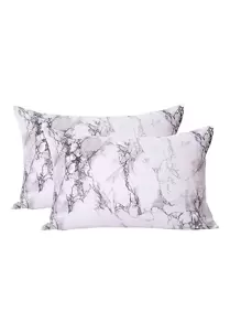 2 件大理石纹枕套，1 对套装，不含内枕