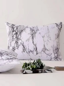 2 件大理石纹枕套，1 对套装，不含内枕