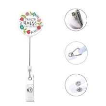 1入組花朵印花身份證扣 - 彩色 - 查看 3