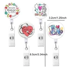 1入組花朵印花身份證扣 - 彩色 - 查看 2