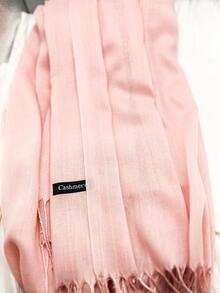 Wool Fringe Hem Scarf - Baby Pink - View 2