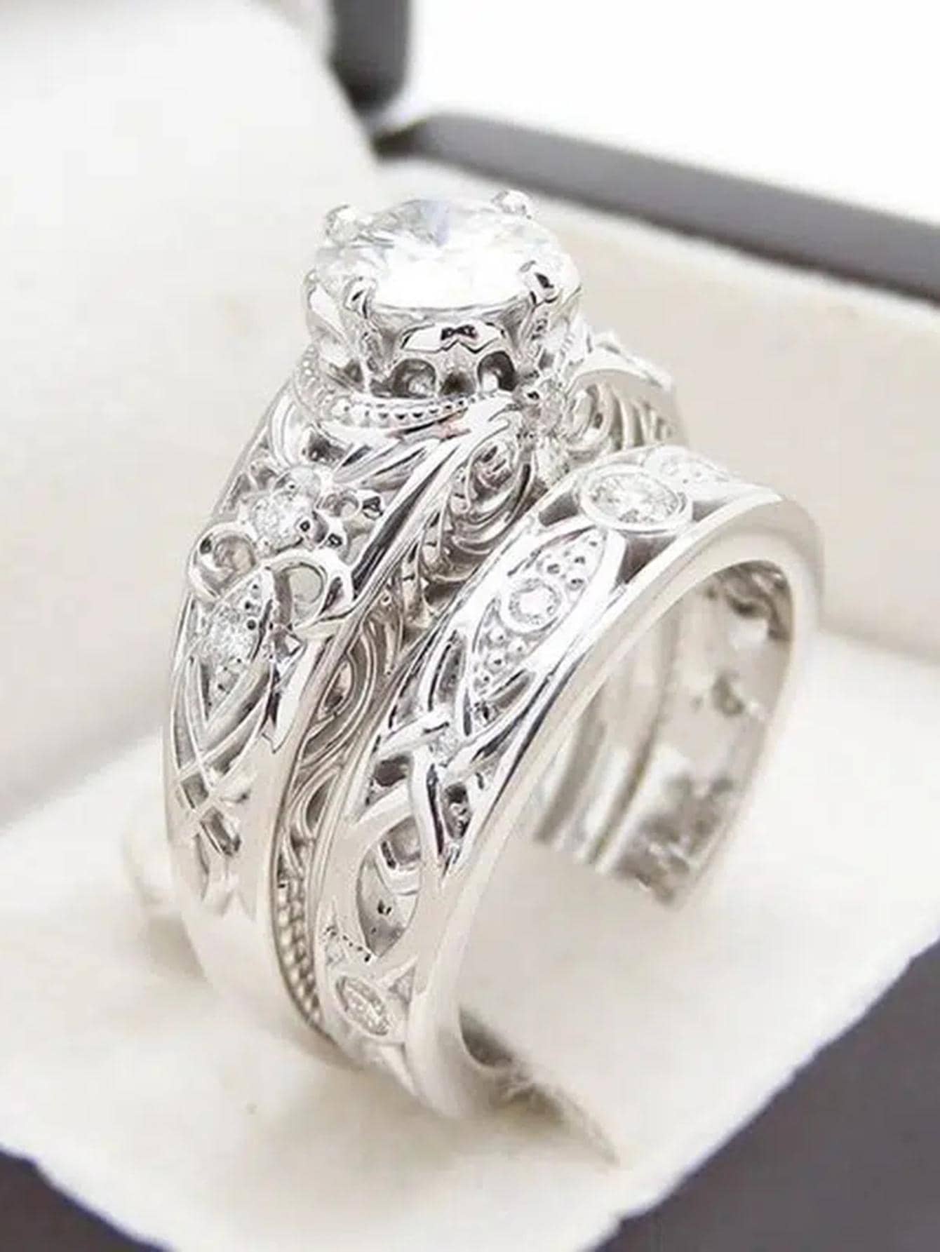2 cái/bộ Nhẫn Trang Trí Đá Cubic Zirconia