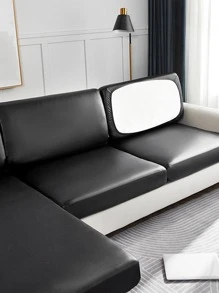 1pc Plain Waterproof Elastic Sofa Cover, All-Inclusive Anti-Stain Sofa Seat Cushion Cover, Four Seasons Universal Sofa Protector Against Cat Scratch - Black - View 7