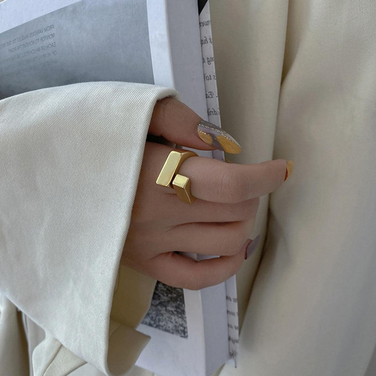 Minimalist Cuff Ring - Yellow Gold - View 1