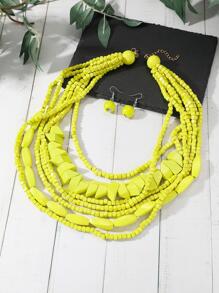 3 cái / bộ Vòng cổ đính cườm bằng gỗ - Màu vàng - Xem 2