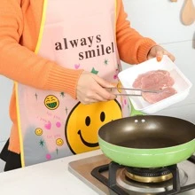1pc Cartoon Face & Slogan Graphic Apron - Yellow - View 5
