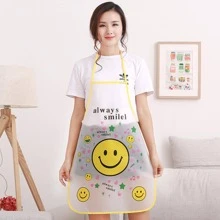 1pc Cartoon Face & Slogan Graphic Apron - Yellow - View 3