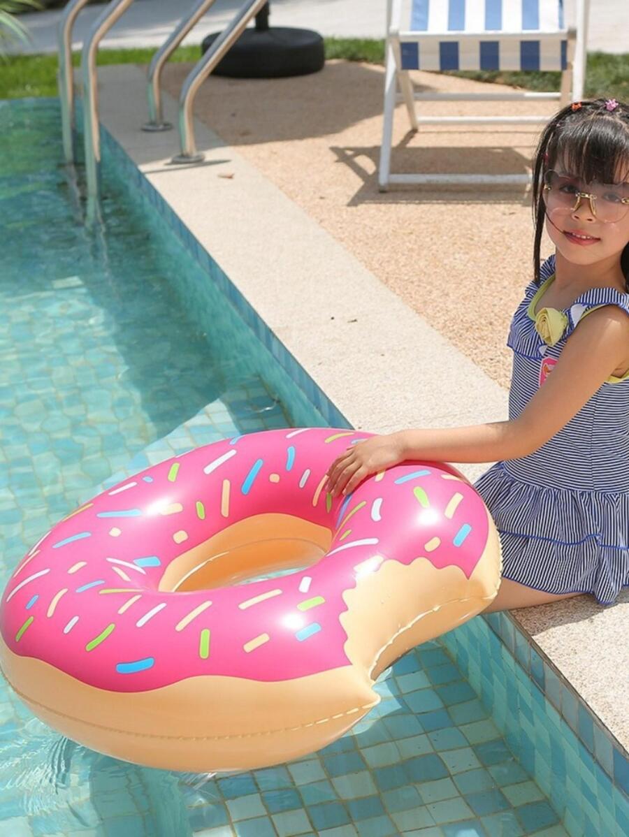 1入組充氣甜甜圈設計粉色板栗PVC浮動游泳池水上海灘游泳圈60CM，兒童游泳圈 - 粉色 - 查看 1