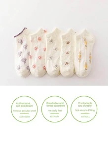 5雙花卉圖案短襪