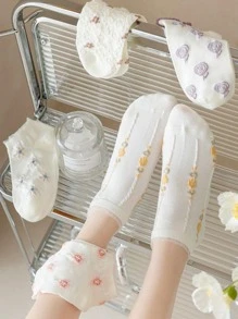 5雙花卉圖案短襪